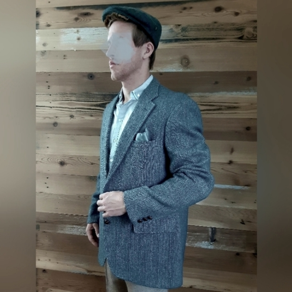John Weitz vntg herringbone Tweed men's wool sport coat Blazer NEEDS work